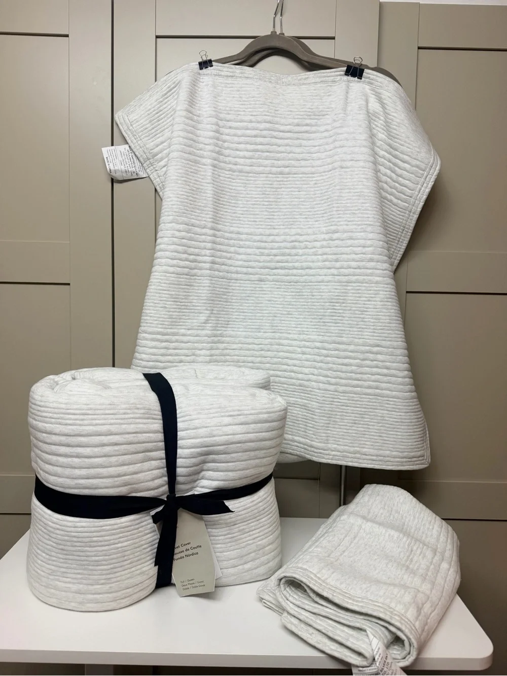 West Elm Cotton Cloud Jersey Duvet Cover QUEEN & 2 Euro Shams NWT